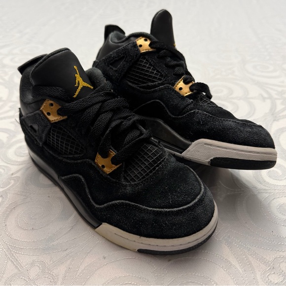 Nike Air Jordan 4 Retro Preschool Royalty Black Gold Sneakers Kid Size 13C - Picture 5 of 13